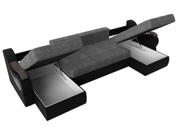 П-образный диван Меркурий П, Серый/черный (рогожка/экокожа) в Тольятти - предосмотр 6