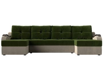 П-образный диван Меркурий П, Зеленый/бежевый (вельвет) в Самаре - предосмотр 1