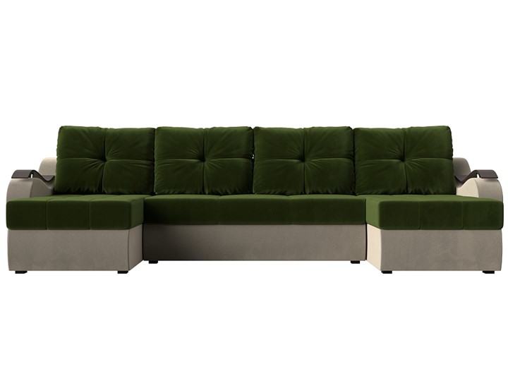 П-образный диван Меркурий П, Зеленый/бежевый (вельвет) в Самаре - изображение 1