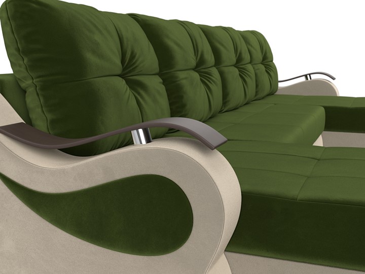 П-образный диван Меркурий П, Зеленый/бежевый (вельвет) в Самаре - изображение 3