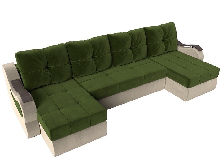 П-образный диван Меркурий П, Зеленый/бежевый (вельвет) в Самаре - изображение 4