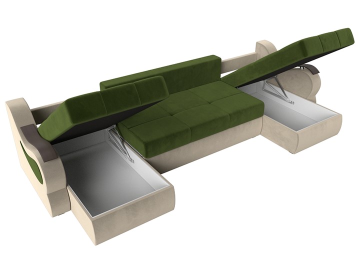 П-образный диван Меркурий П, Зеленый/бежевый (вельвет) в Самаре - изображение 6