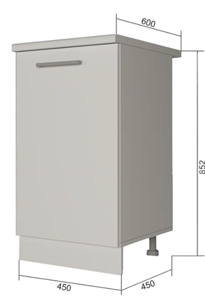 Кухонная тумба Н 45, Сатин/Белый в Самаре - изображение