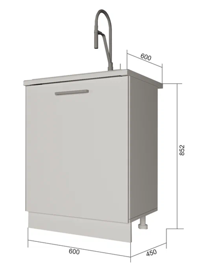 Кухонная тумба НМ 60, Сатин/Белый в Самаре - изображение 1