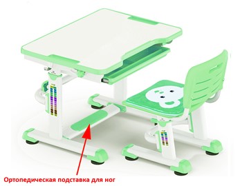 Парта растущая и стул Mealux BD-08 Teddy, green, зеленая в Самаре - предосмотр