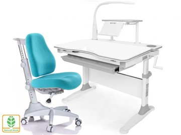 Растущая парта + стул Mealux EVO Evo-30 G (арт. Evo-30 G + Y-528 KBL)/(стол+полка+кресло+чехол+лампа)/белая столешница (дерево), цвет пластика серый в Самаре