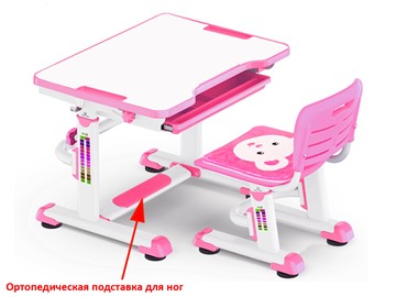 Растущий стол и стул Mealux BD-08 Teddy, pink, розовая в Самаре