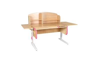 Детский стол-трансформер 1/75-40 (СУТ.25) + Polka_b 1/550 (2 шт.) + Polka_n 1/1200  бежевый/белый/розовый в Самаре