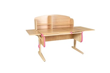 Детский стол-трансформер 1/75-40 (СУТ.25) + Polka_b 1/550 (2 шт.) + Polka_n 1/1200  бежевый/бежевый/розовый в Сызрани