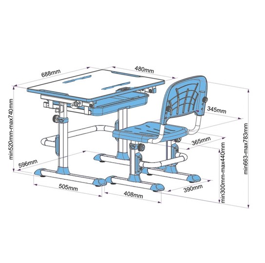 Растущая парта + стул Karo Blue в Самаре - изображение 4