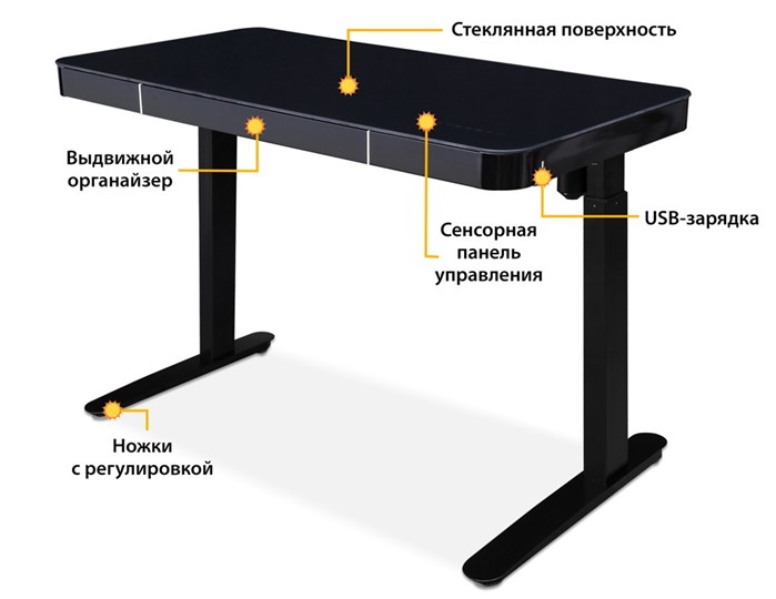 Стол с электроприводом Mealux Electro 1050 Black в Тольятти - изображение 1