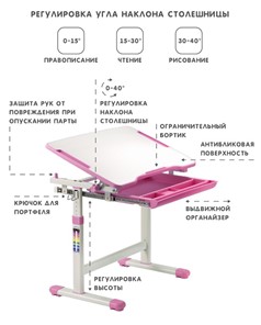 Парта регулируемая SET Holto-2А розовый в Тольятти - предосмотр 6