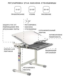Парта регулируемая SET Holto-2А серый в Тольятти - предосмотр 6