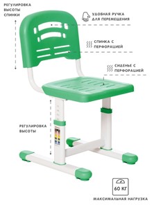 Растущая парта и растущий стул SET HOLTO-17А, зеленый в Самаре - предосмотр 4