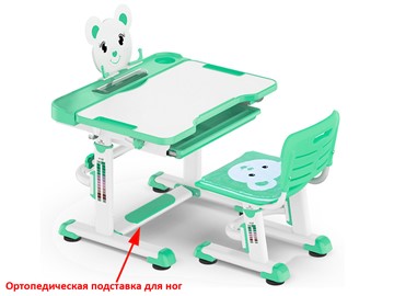 Растущая парта + стул Mealux EVO BD-04 Teddy New XL, green, зеленая в Самаре